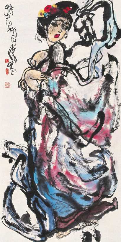 刘汉 癸未（2003年）作 仕女 镜心